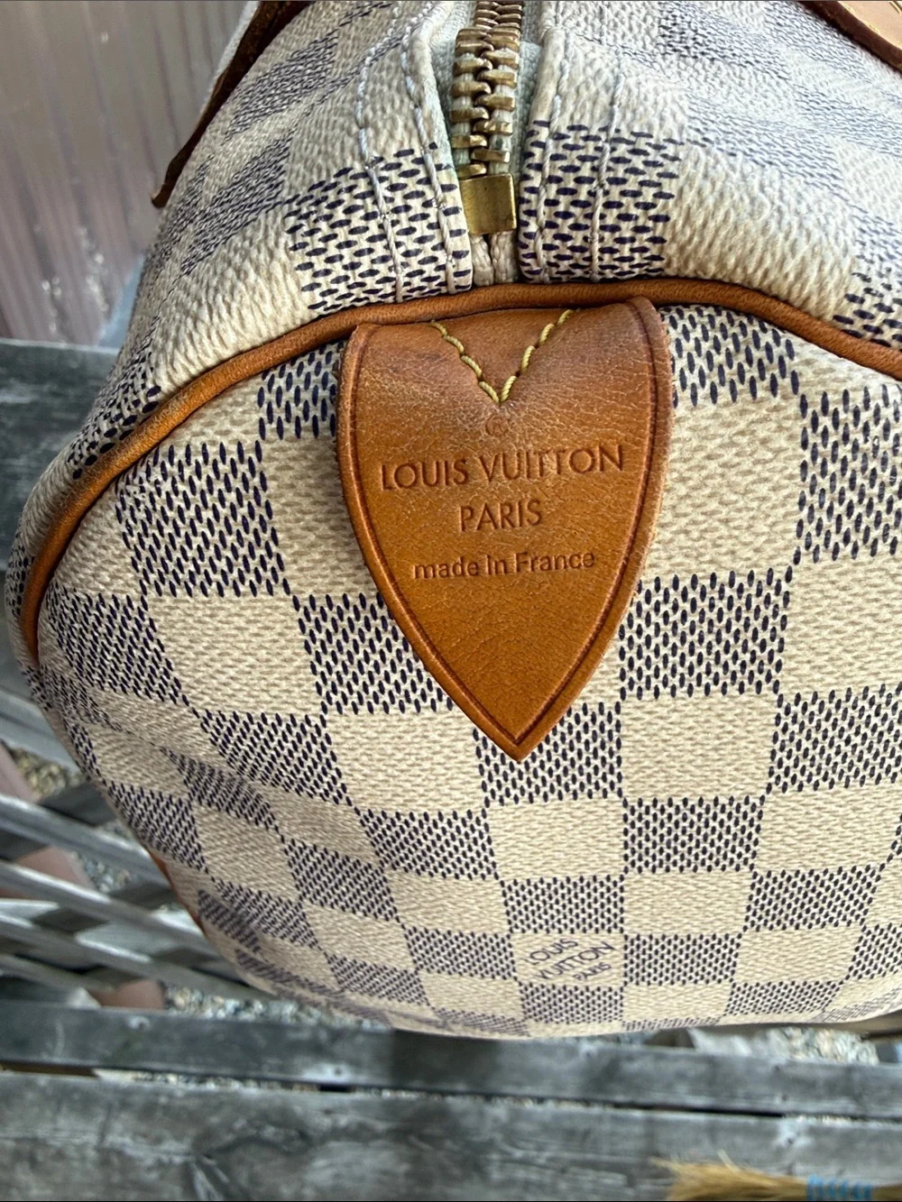Louis Vuitton Damier Azur Speedy Satchel - Cream & Brown - Picture 4 of 16